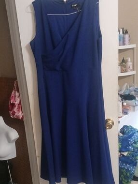 DKNY Sleeveless Midi Dress in Royal Blue